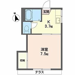 ハイツ梓 1Kの間取図画像