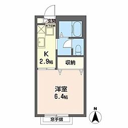 サクセス向陽 1階1Kの間取り