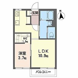 コーポユー 1LDKの間取図画像