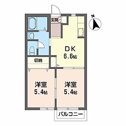 ドエルポラリスＡ 2階2DKの間取り