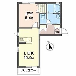 ソレイユひより台 1LDKの間取図画像