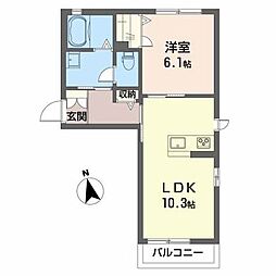 メゾン・ド・レーヴ 1LDKの間取図画像