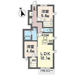 シャーメゾンルシエル 1階2LDKの間取り