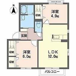 シュッテン・アンスバッハＡ 2階2LDKの間取り