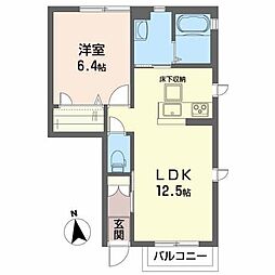 ピアコートゴウダC 1LDKの間取図画像
