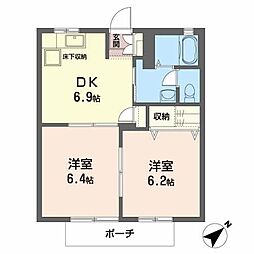 ピュアソウル若葉 2DKの間取図画像