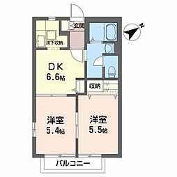 サクセスコート 2DKの間取図画像