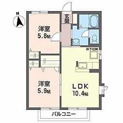 アルカンシェルB 2LDKの間取図画像