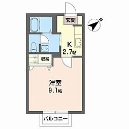 シャーメゾン黒松 1Kの間取図画像