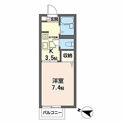シャトー西館 1Kの間取図画像