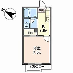ネバーランド 1Kの間取図画像