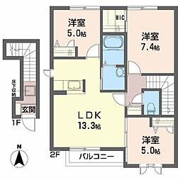 シャーメゾン伊豆 3LDKの間取図画像