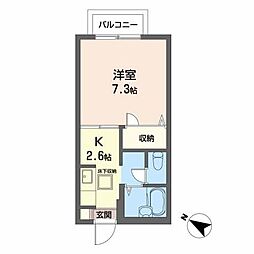 シェソワ壱番館 1Kの間取図画像