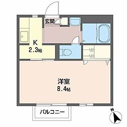 リライアンス 2階1Kの間取り