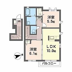 プレジール 2LDKの間取図画像