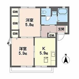 サンヒルズ菊田 2Kの間取図画像