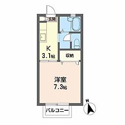スカイエイト 1Kの間取図画像