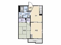 カサベリート 1階2Kの間取り