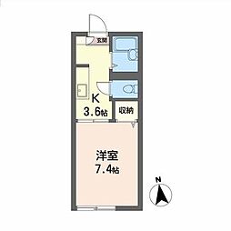 ラフォーレ・Ｎ・Ｂ 1階1Kの間取り