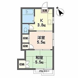 ルネカツヤマ 2Kの間取図画像