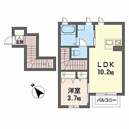 メゾンヴァリエII 2階1LDKの間取り