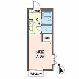 セフィラＳ 2階1Kの間取り