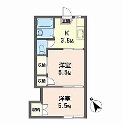 ルネカツヤマ 2Kの間取図画像
