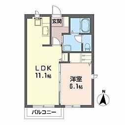 ルミエール北山 1LDKの間取図画像