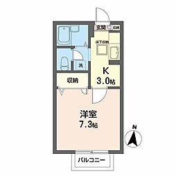 新坂壱番館 1階1Kの間取り