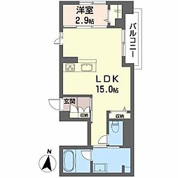 ベレオ・花京院 4階1LDKの間取り