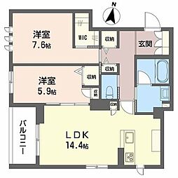 ＣｏｅｕｒＭａｉｓｏｎ内方 2階2LDKの間取り