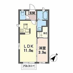 メゾンアルファ葉山 1階1LDKの間取り