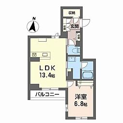 ベレオ・花京院 1LDKの間取図画像