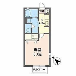 シャーメゾン北仙台 1Kの間取図画像