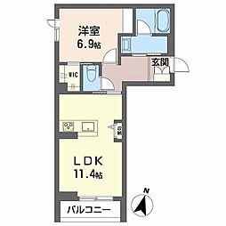 シャーメゾン定禅寺 1LDKの間取図画像