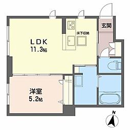 フィオーレ通町 1LDKの間取図画像