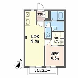 ディアスパルク 1階1LDKの間取り