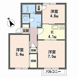 クレフォート・メゾンB 3Kの間取図画像
