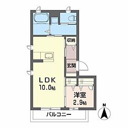 シャルール 1LDKの間取図画像