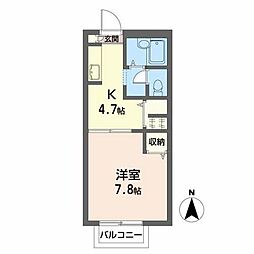 マンハイム2 1Kの間取図画像