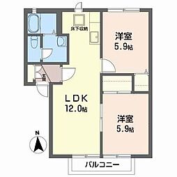 ディアスOD1 2LDKの間取図画像