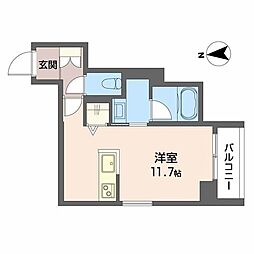 ヴィレッタ鉄砲町 2階ワンルームの間取り