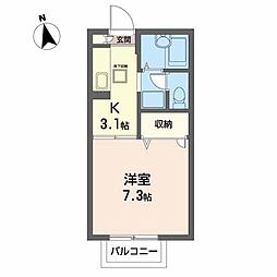エスポアール・メイビ 1Kの間取図画像