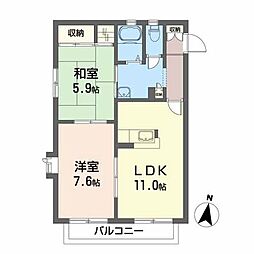ピエス福沢町 2LDKの間取図画像