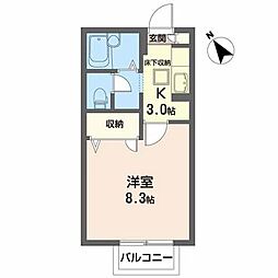 ディアスグリーンヒル 1Kの間取図画像