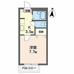 グランドール虹 1Kの間取図画像