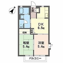 ディアコートタウン1 2DKの間取図画像