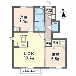 シャーメゾンイズミ 2LDKの間取図画像