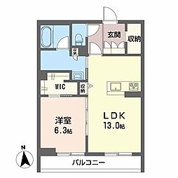 ベレオグリスィーヌ 2階1LDKの間取り