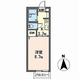 ブッシュ・クローバー 2階1Kの間取り